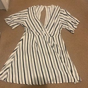 Striped dress with flutter sleeves